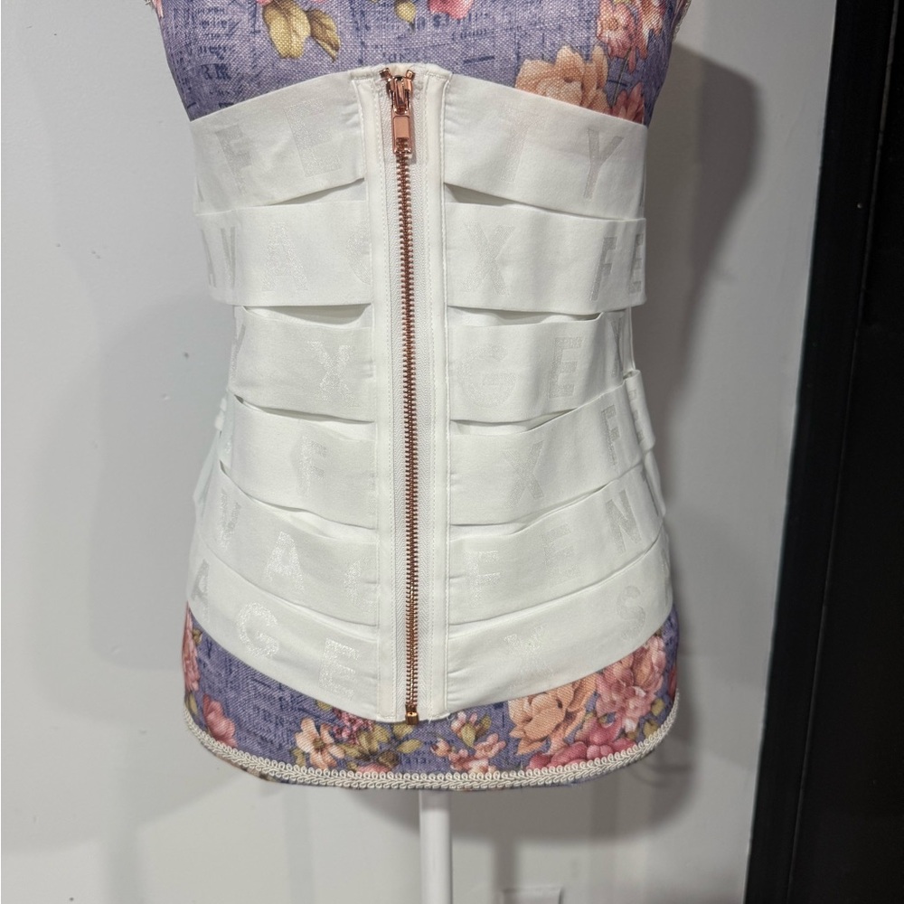 Fenty Rihanna White Corset with Rose Gold Zipper